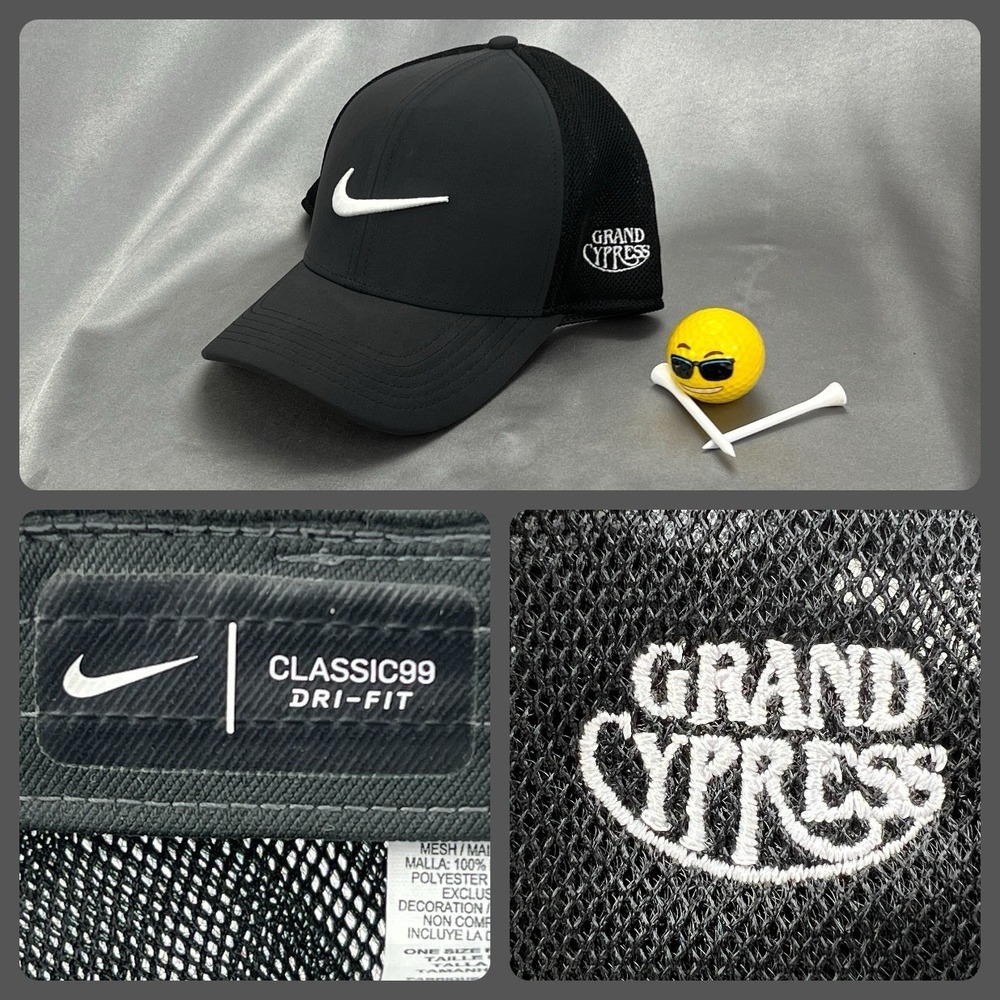 Nike Golf Classic99 Grand Cypress Tour Hat Dri Fit Adjustable One Size Black Cap